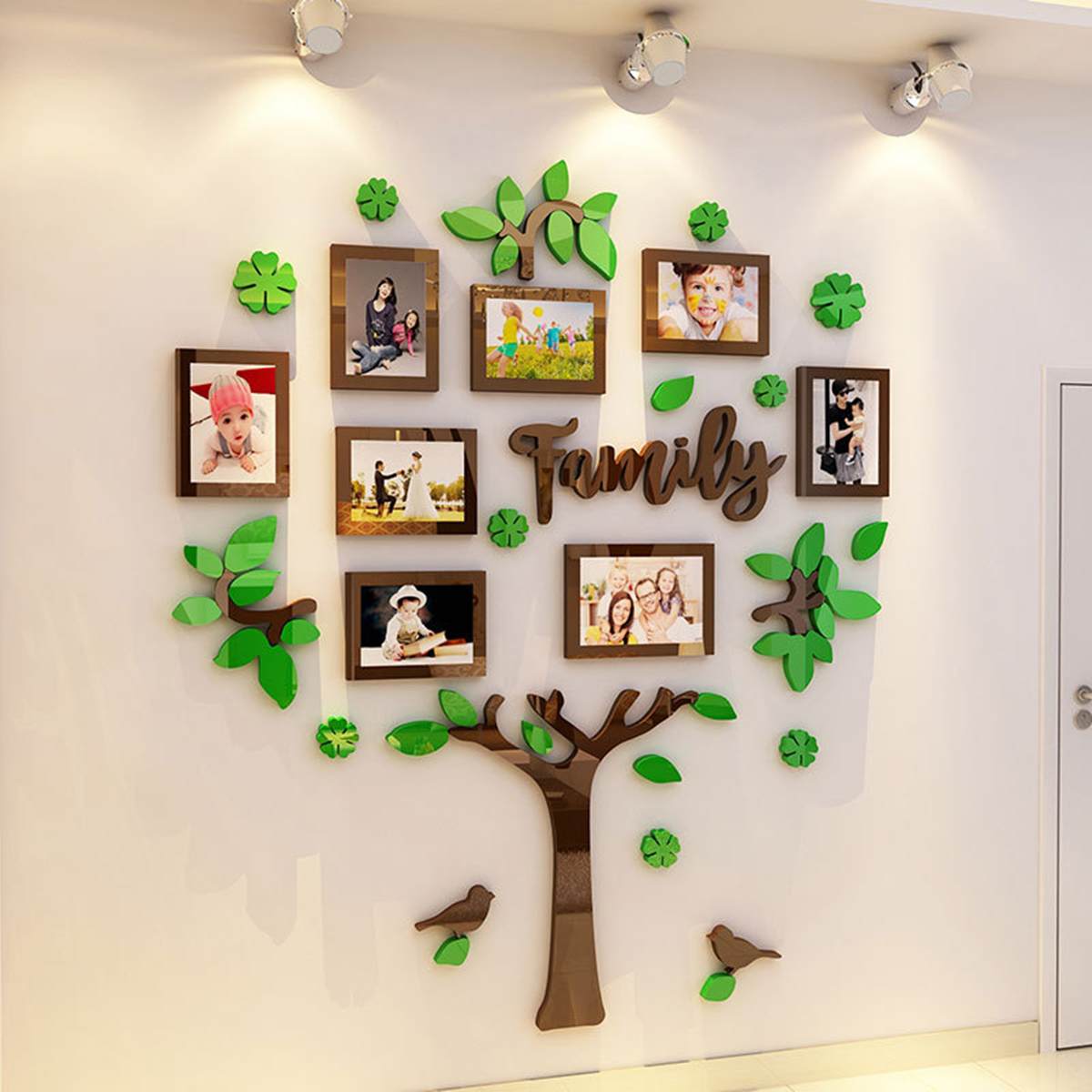 Billede foto ramme træ 3d akryl diy kunst væg plakat dekoration væg klistermærker s / m / l / xl størrelse boligindretning soveværelse stue