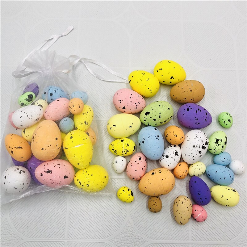 30Pcs Package Foam Easter Eggs For Home Party DIY Craft Kids Favor Easter Decoration Supplies: Default Title
