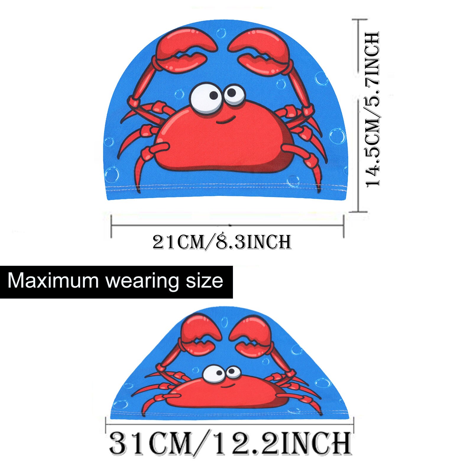 Gorro de natación con estampado de animales para niños y bebés, gorro ligero de poliéster suave con orejas protectoras e impermeable, Unisex # BL2