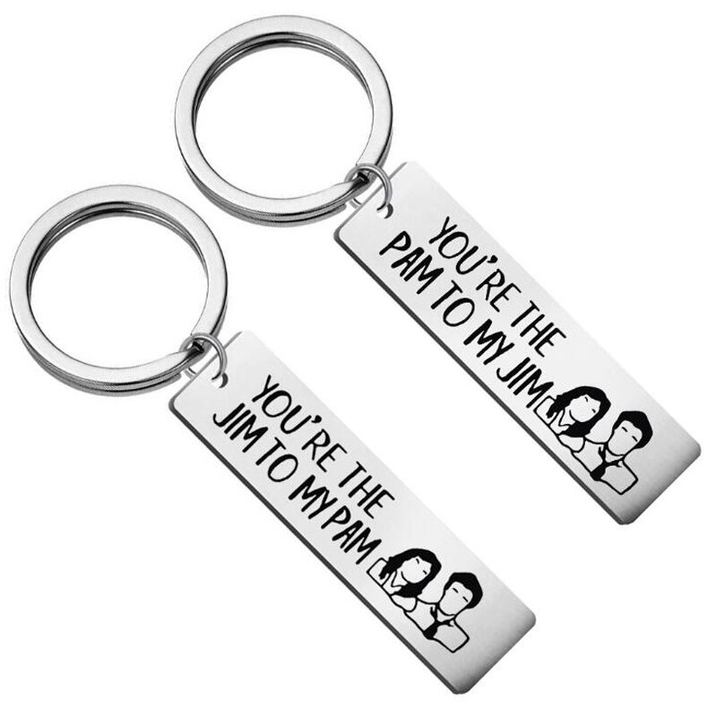 2Pcs The Office Keychain Pam and Jim Keychain You are The Pam to My Jim TV Show Inspired Boyfriend Girlfriend Couples