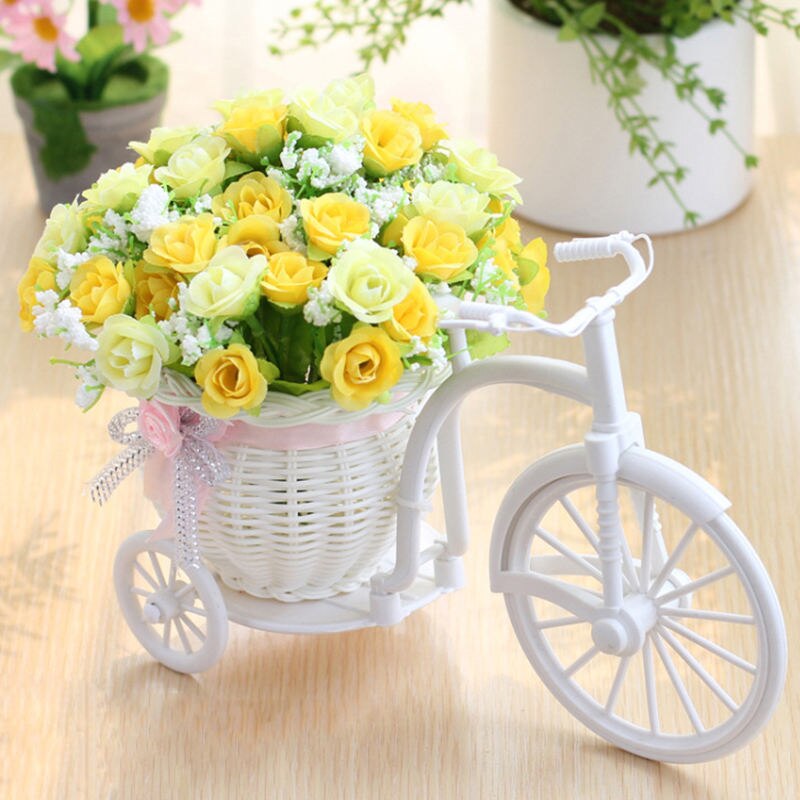 Valentinsdag rattan cykelholder knude steg kunstig blomst hjem bryllupsdekoration fødselsdag: C
