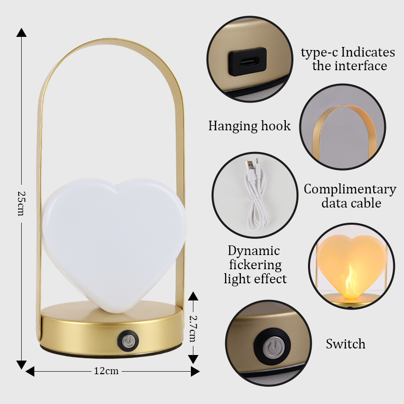 Lampe portative à flamme rechargeable. Convient pour les bars à manger, le camping, la tente extérieure, le salon, la pièce.