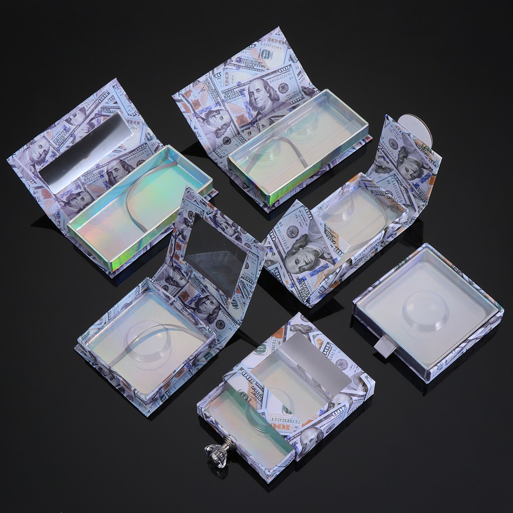 USD Eyelash Packaging Box Case with Transparent Tray Lashes Boxes Empty Eyelashes Package Box For 15-30mm Lashes Rectangle Box