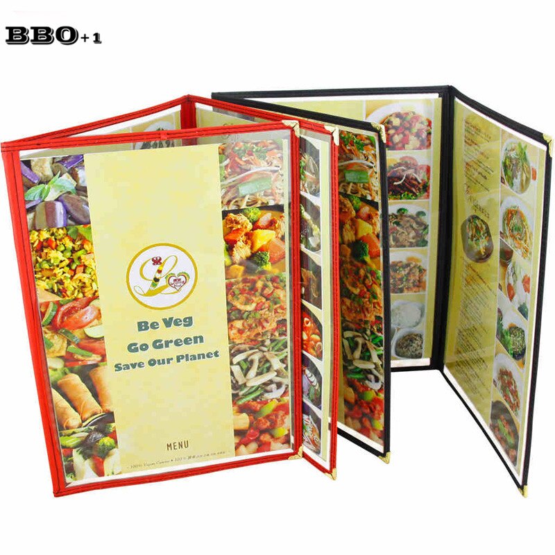 Menu Cover Triple Fold Book Style Holder with 3 Page 6 View Protective Corner For Restaurant Hotel Deli Cafes Bars Pubs