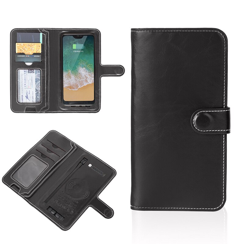 Smart Wallet Wireless Charging Men Women Wallet Adapt For Ipone And Android Capacity 6000 mAh Long Wallet