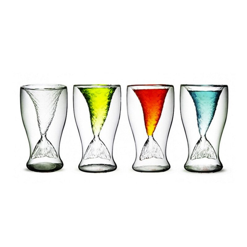 Originalitet høy bor silisium glass havfrue kopper gjennomsiktig dobbel-dekk rødvin cocktail glass glass bar personlighet glass krus