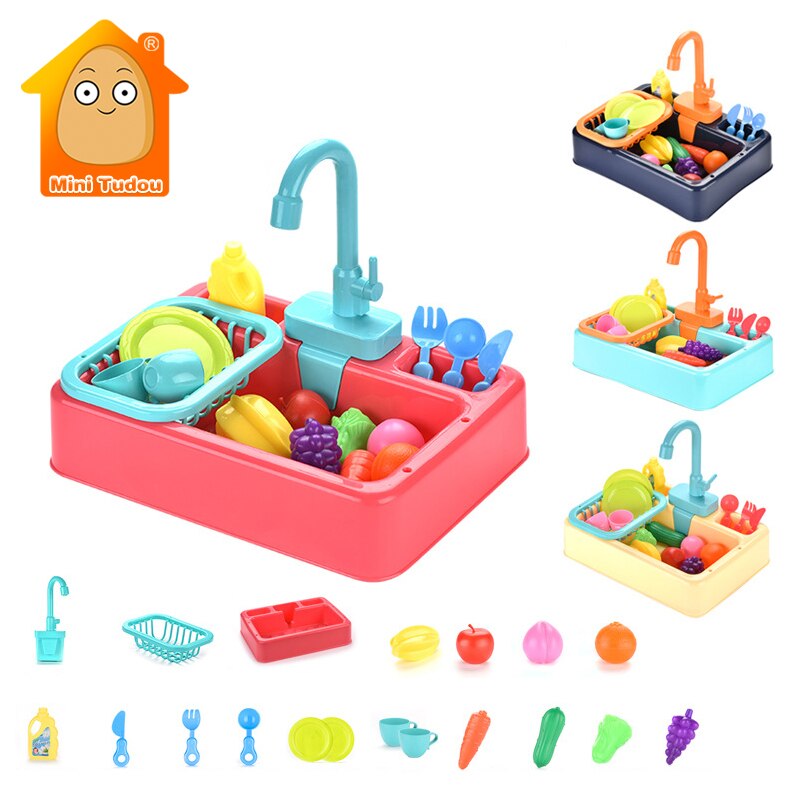 Keuken Speelgoed Plastic Afwas Sink Set Kinderen Simulatie Pretend Rollenspel Huishouden Kit Vroege Educatief Speelgoed Voor Kinderen