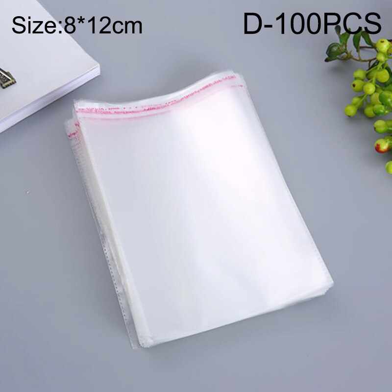 100pcs Transparent Plastic Bags Self Sealing Food Wrap Jewelry Small Bags Home Packaging Storage Kitchen Accessories Pouches: 04