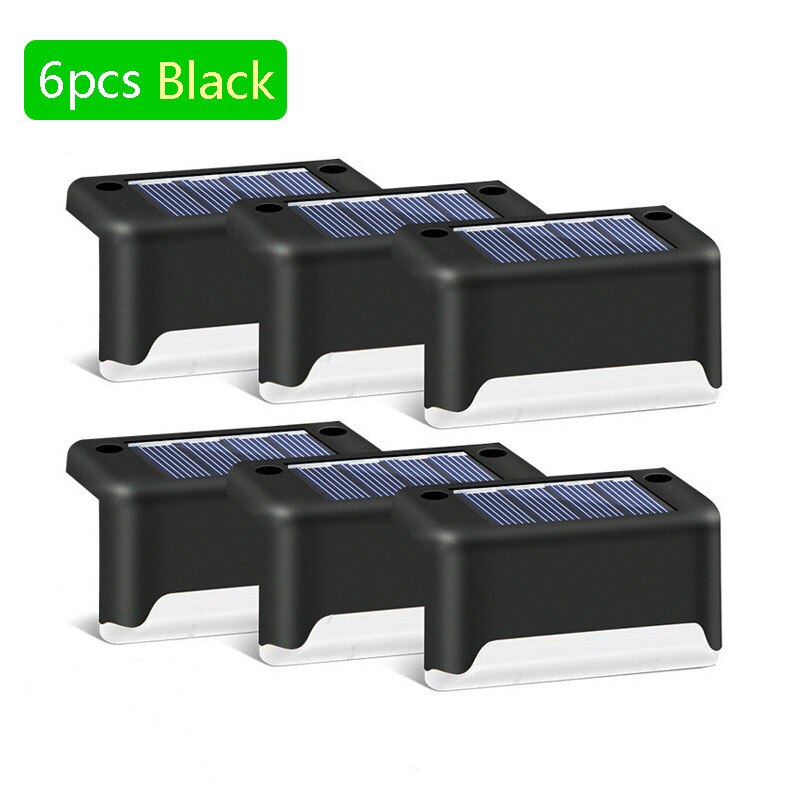 8/12 stuks zonne-terraslampen, tuin, landschap, trapverlichting, waterdichte wandlamp voor balkon, led-zonnehekverlichting: 6 stuks zwarte kleur