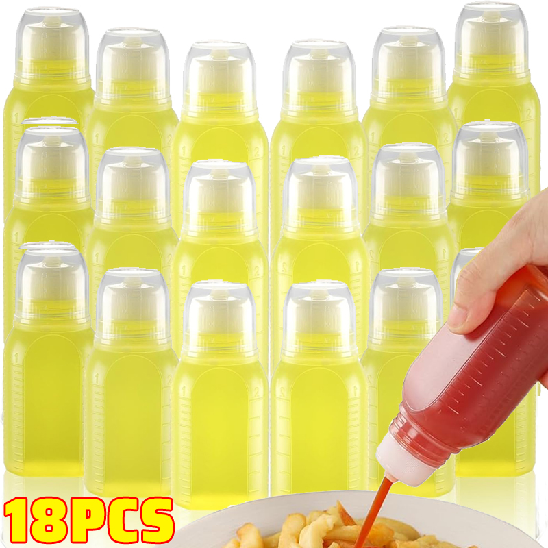 18/1pc krydderi-squeezeflasker bærbar honning, salat, olie, ketchup dispenser med skala, grill krydderiflaske til køkkenbeholdere