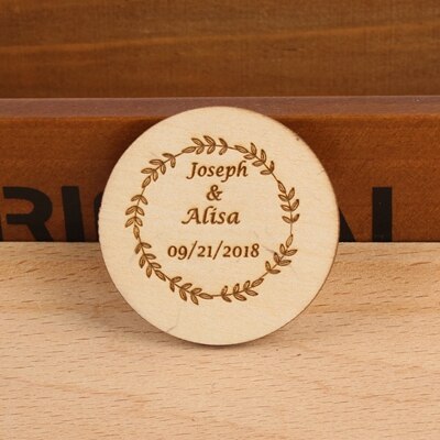 2pcs Custom Wooden Fridge Magnets engraved Refrigerator Magnets rustic Wedding Favor wedding accessories: Fluorescence Yellow