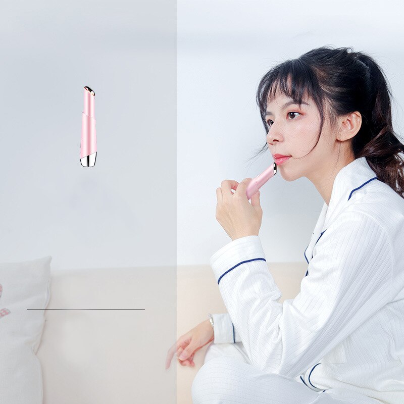 Appareil de Massage des yeux électrique lèvre masseur du visage enlèvement cercle foncé élimination des poches Vibration mince visage Anti-rides (rose)