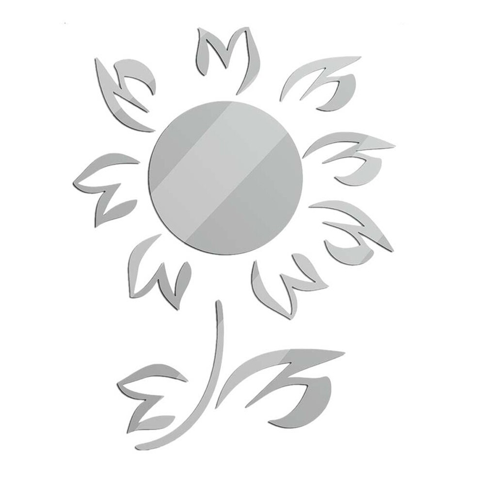 3D Sunflower Shape Mirror Stickers Silver Acrylic Room Background Home Decoration Self-Adhesive Art Spiegel Stickers: Default Title