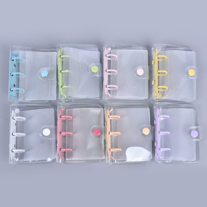 1pc Student Portable Notebook ring binder Kawaii School Supplies Cute Transparent 3 ring Mini Loose-leaf Hand Book