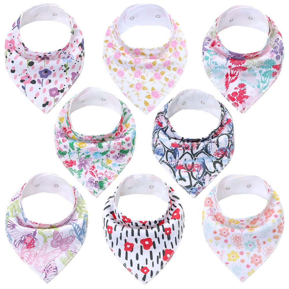 Bavoirs Bandana pour bébés, bavettes pour garçons et filles, 100% coton biologique, doux et absorbant, pour -nés, 8 pièces