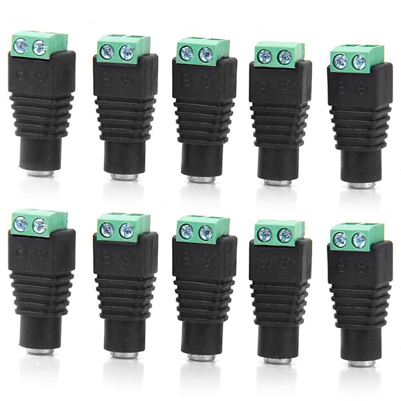 12V DC Stecker Und Buchse Set Für CCTV Kameras - Robuster Power Adapter Mit 2-poligem Stecker, Schwarz