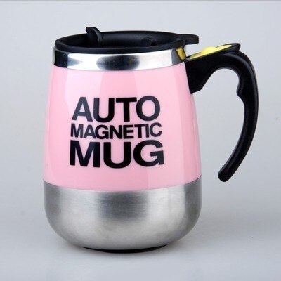 Tasse magnétique à agitation automatique, en acier inoxydable, mélange de café et de lait, mélangeur intelligent, mug thermos: Pink (AAA Battery)