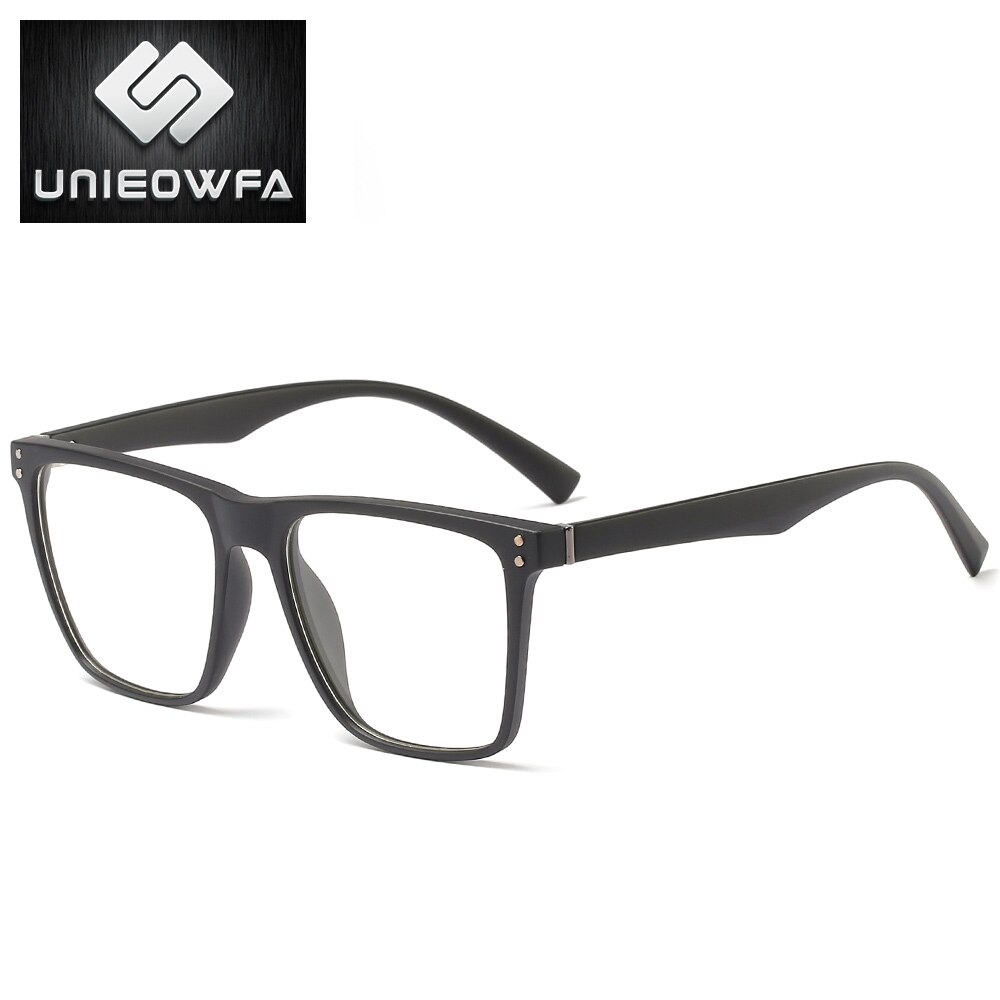 UNIEOWFA Square Retro Prescription Glasses Frame Men Transparent Clear Eyewear Spectacles Frame Optical Myopia Eyeglasses Frame: C2