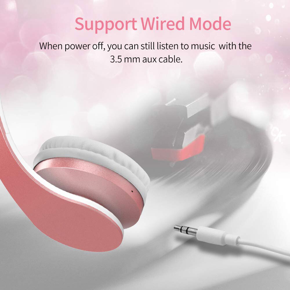 colorful stereo Audio Mp3 casque Bluetooth Headset Foldable Wireless Headphones rose gold Earphone with Mic Xiao mi