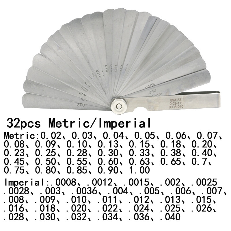 32 unids/set 0,02-1,0 MM Blade Master Feeler Gauge de acero inoxidable herramienta de medición de MAL999
