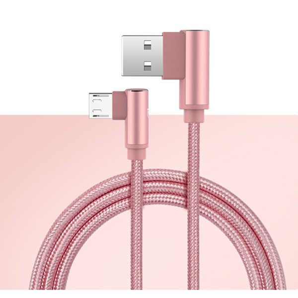 EECPT 3A Micro USB Charger Kabel 90 Graden Opladen Data Draad Microusb Telefoon Kabel voor Android Samsung S7 S6 Xiaomi honor Cord: Rose Gold