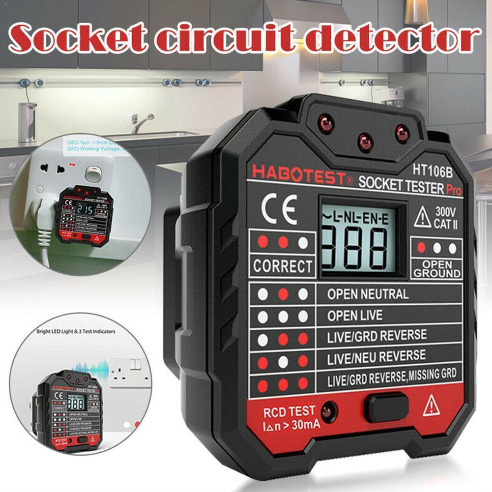 Electric Socket Tester EU / US / UK Plug Neutral Earth Leakage Test Polarity Electric Breaker Plug Circuit Wall Wire N5J4
