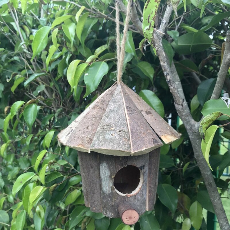 Outside Wooden Bird House Ventilation Hanging Bird Nest Shelter Habitat for Small Bird Chickadees Sparrows