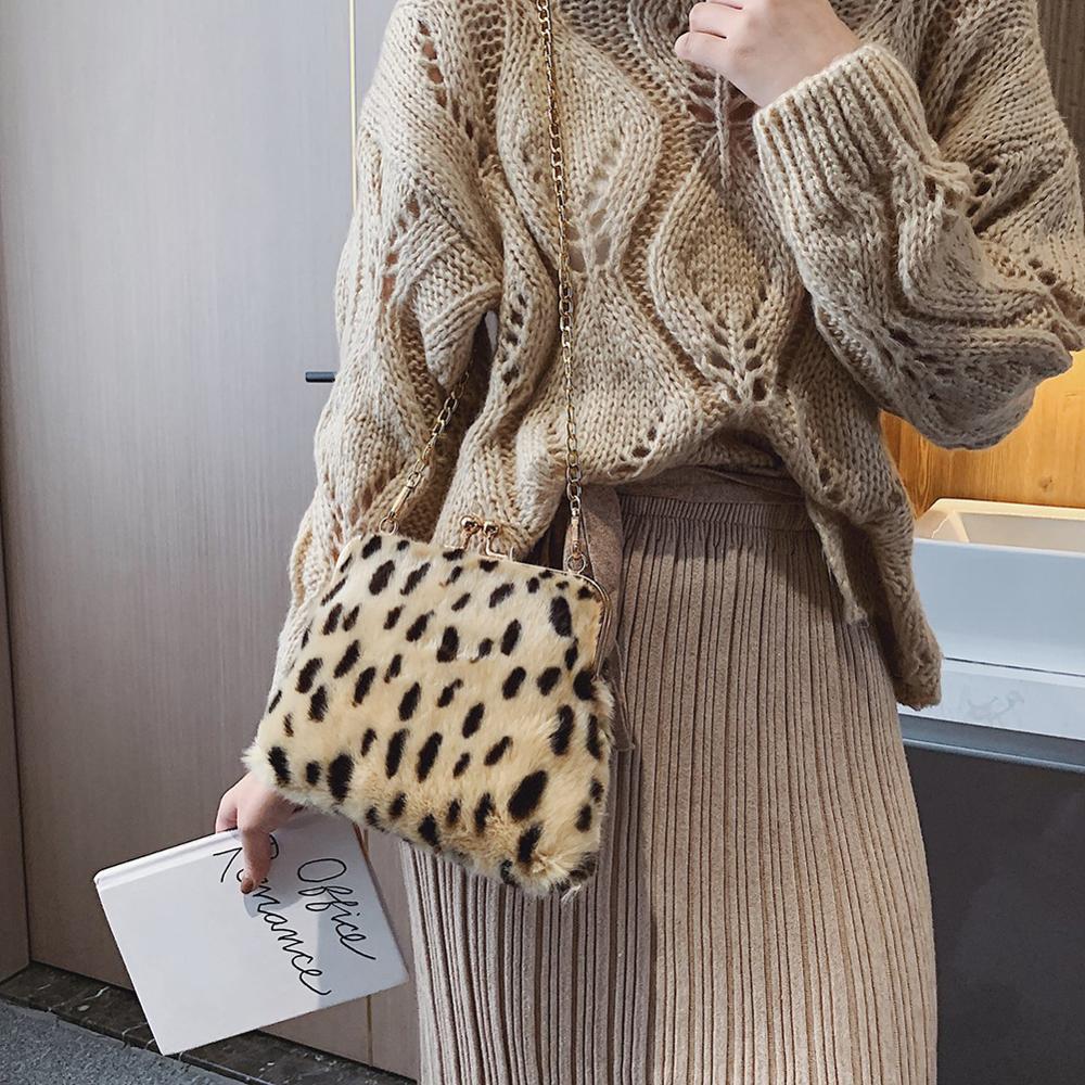 Leuke Pluche Kleine Vierkante Tas Vrouwen Handtas Casual Purse Chain Mobiele Telefoon Schouder Messenger tassen