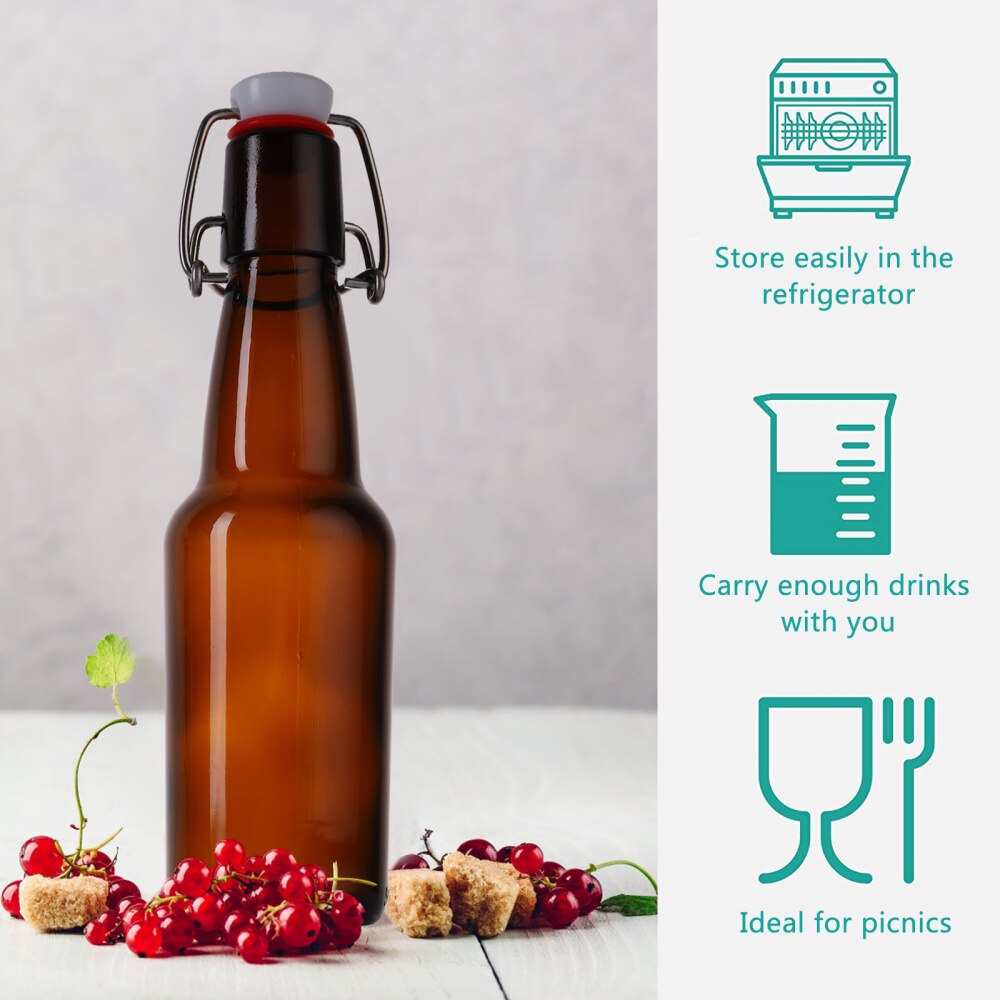 Contenedor de sellado de botellas de vidrio para el hogar, 2 uds., botella de cristal con hebilla, botella de almacenamiento de cerveza para zumo, decoración de almacenamiento de cerveza