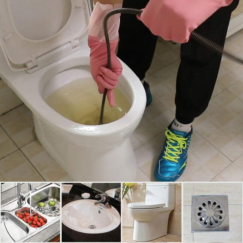 Toilet køkken badeværelse afløb uddybning fjedervask renere kloak uddybningsværktøj køkken afløb slangefjeder rør uddybningsværktøj