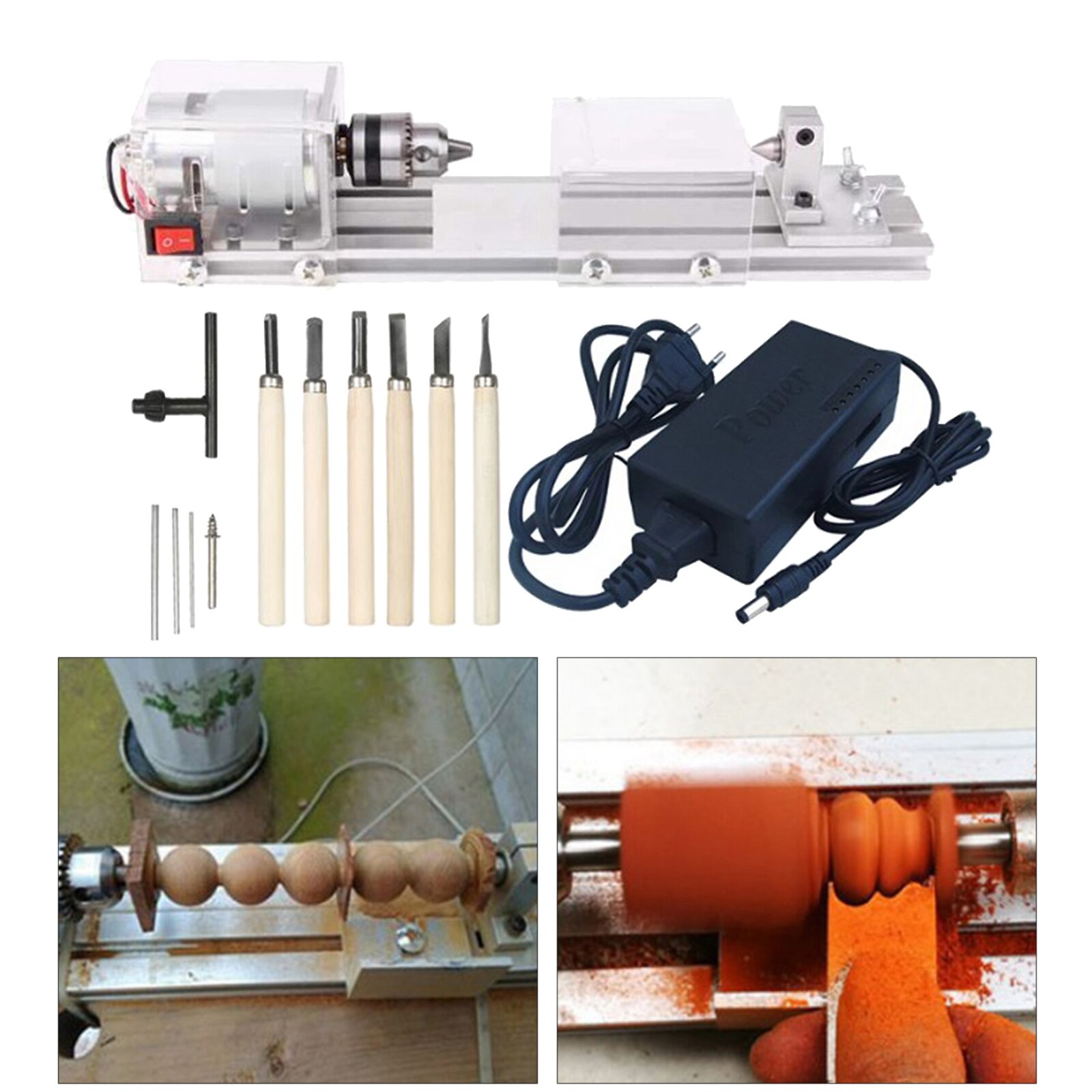 Mini Wood Lathe Machine DIY Woodworking Miniature Mini Lathe Beads Polisher Machine