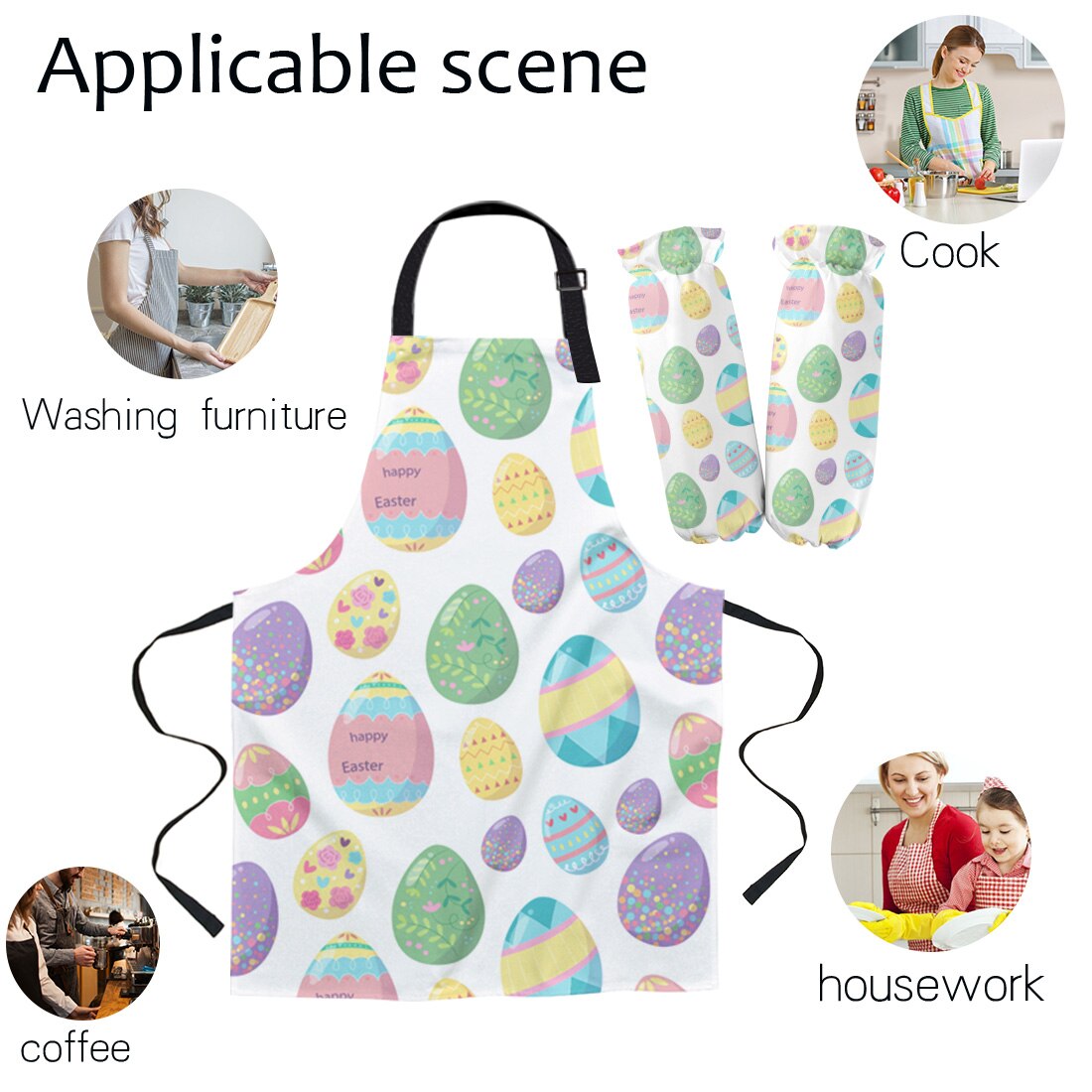 Petit mignon heureux oeufs de pâques cuisine tabliers Kit unisexe dîner fête cuisson bavoir pinabefore nettoyage tablier manchon gants de cuisson