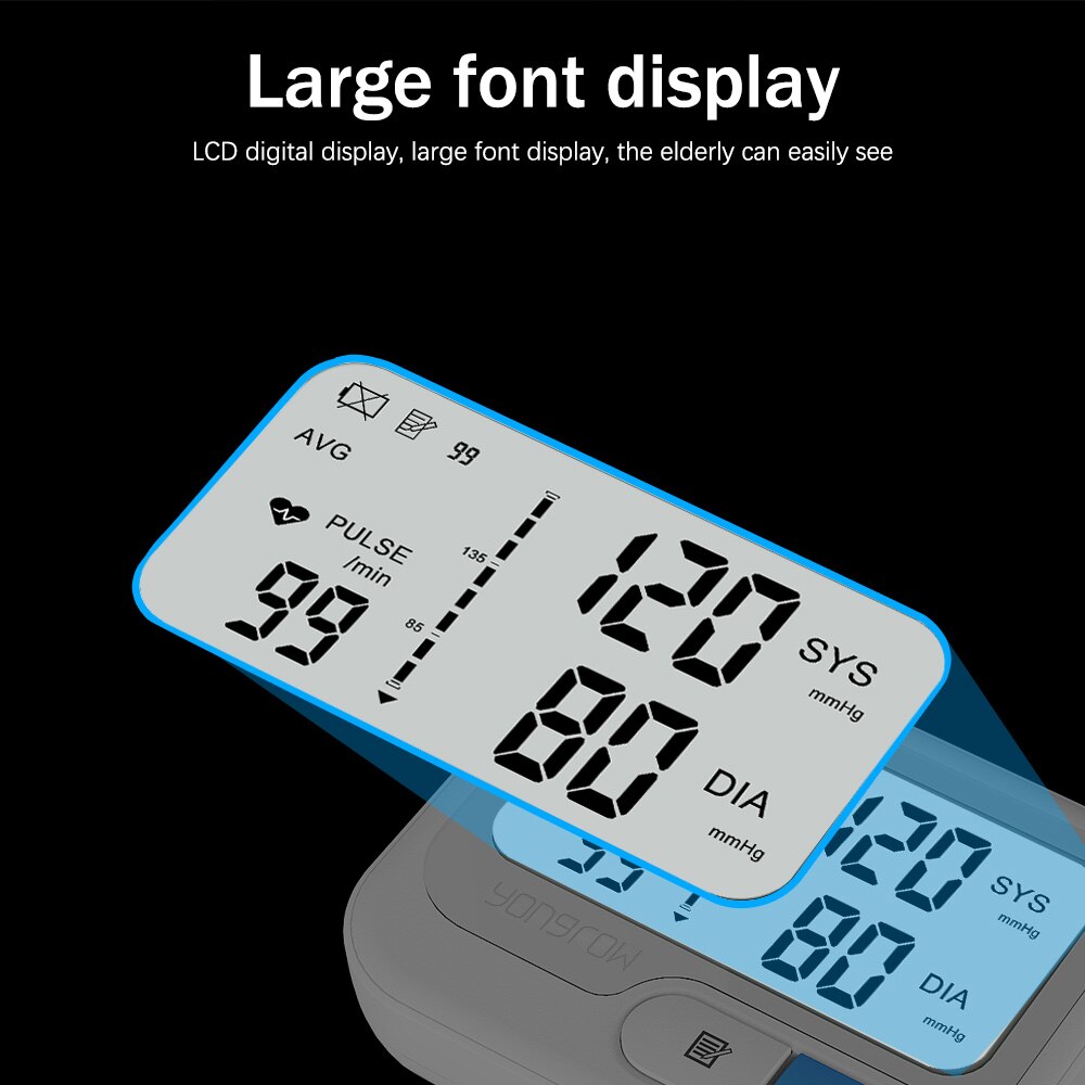 Yonker Tonometer Automatic Wrist Digital Blood Pressure Monitor Digital lcd Sphgmomanometer Heart Rate Pulse Meter BP Monitor