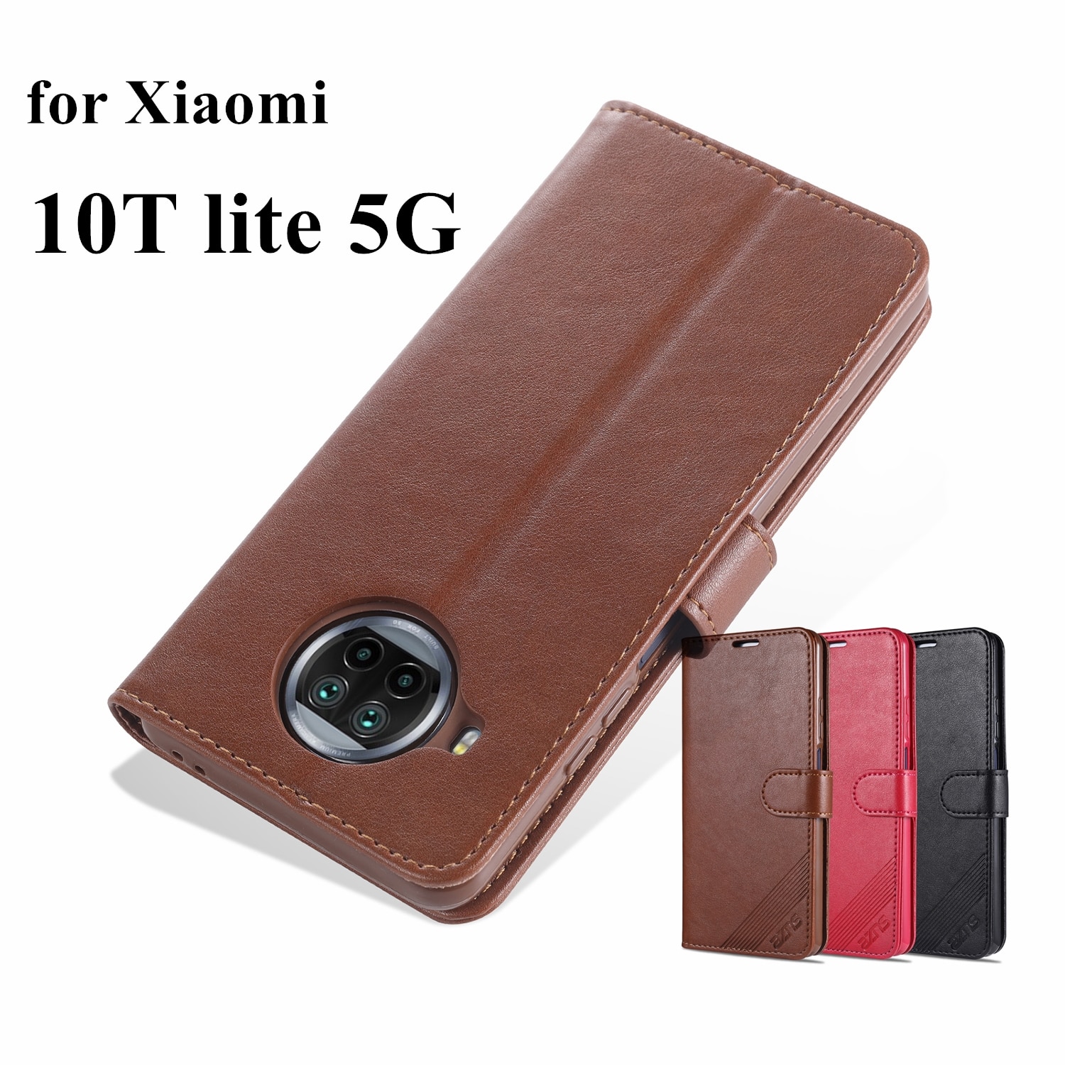 Azns Case Flip Cover Leather Case Voor Xiaomi Mi 10T Lite 5G Pu Lederen Telefoon Tassen Beschermende Holster voor Xiaomi Mi 10T Lite 5G