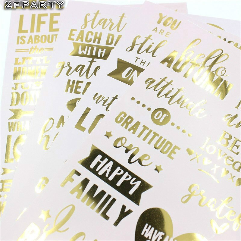 ZFPARTY oro feliz familia frotar en para Scrapbooking DIY proyectos/álbum de fotos/tarjetas manualidades 1 Pza/lote