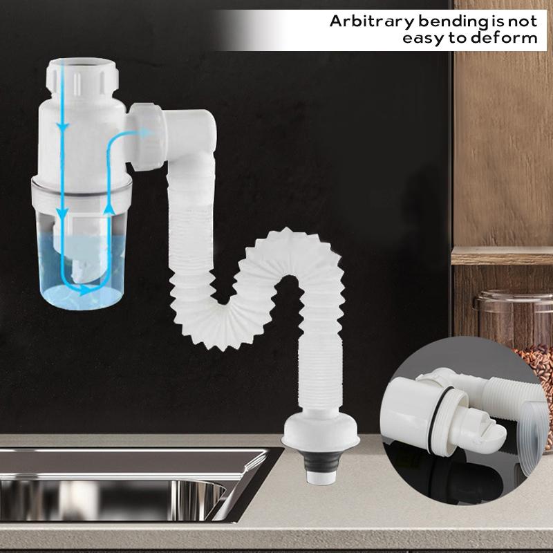 Deodorant Sewer Drain Pipe Expandable Flexible Bathroom Sink Drain Pipe For Wash Basin Sink