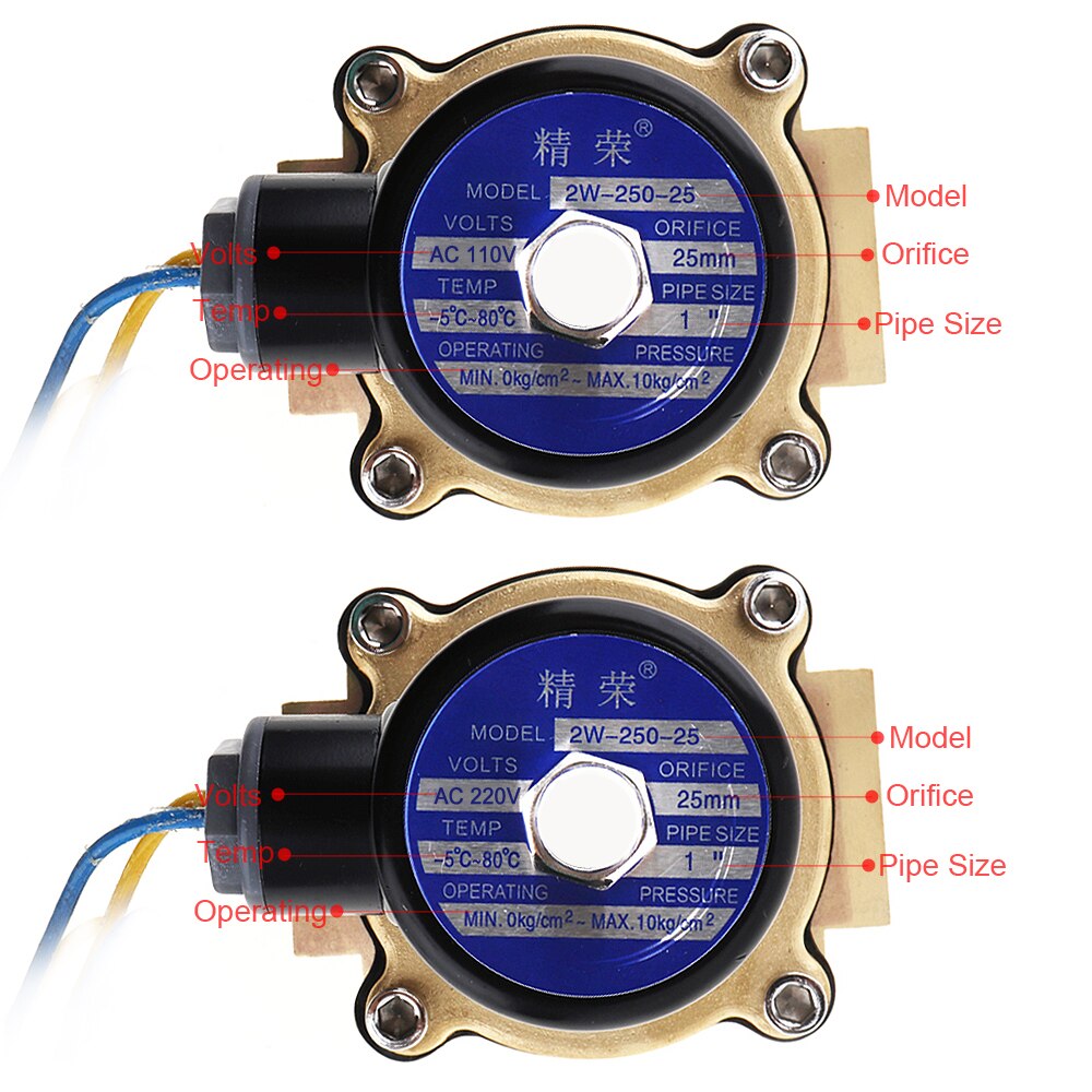 Válvula de solenoide de 3/4 "1" 24V DC 12V AC110V 220V válvula de retención válvula de latón válvula eléctrica normalmente cerrada para agua aire diésel combustible de Gas