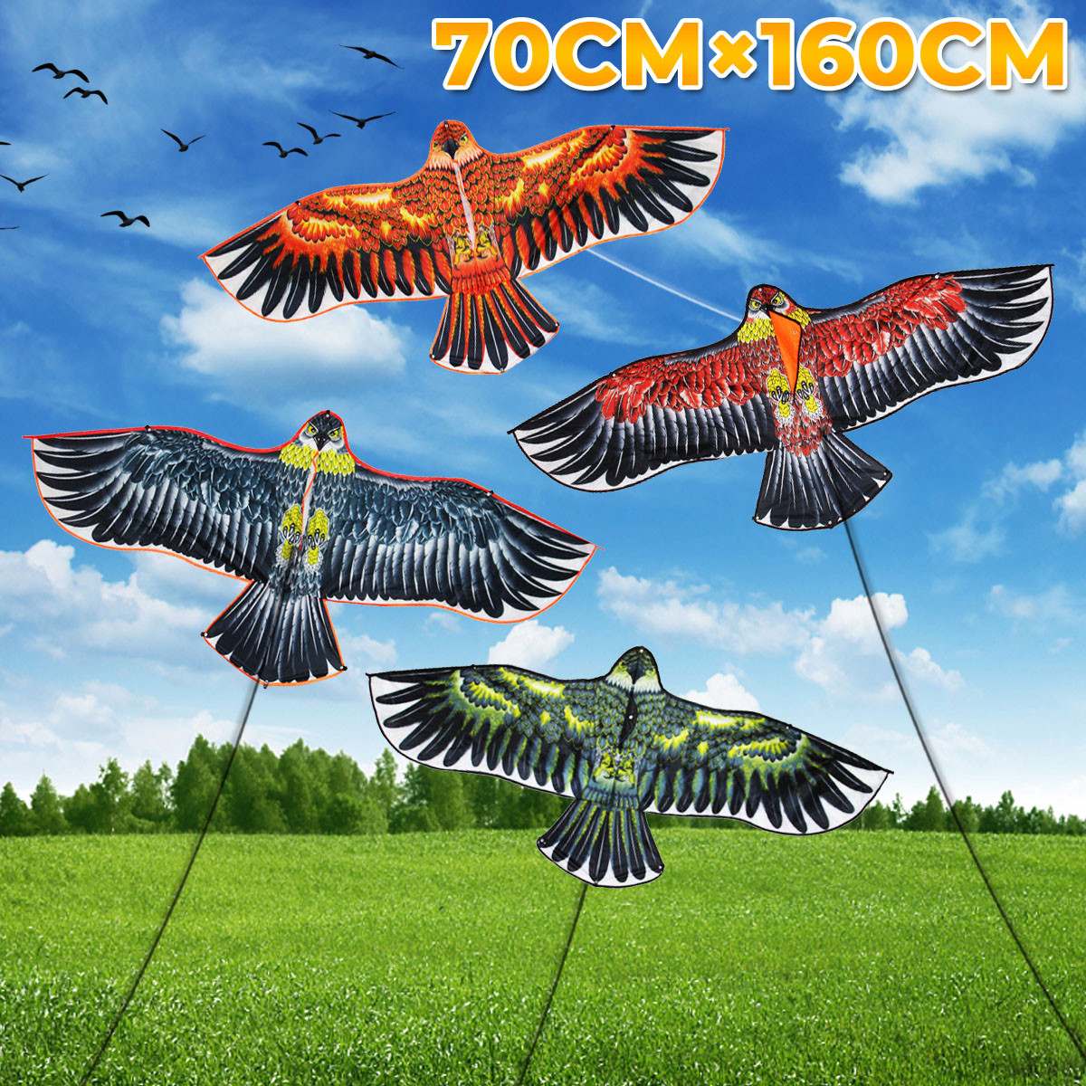 160x70cm Flat Eagle Kite Children Flying Bird Kites With Kite String Windsock Outdoor Toys Garden Cloth Toys For Kids