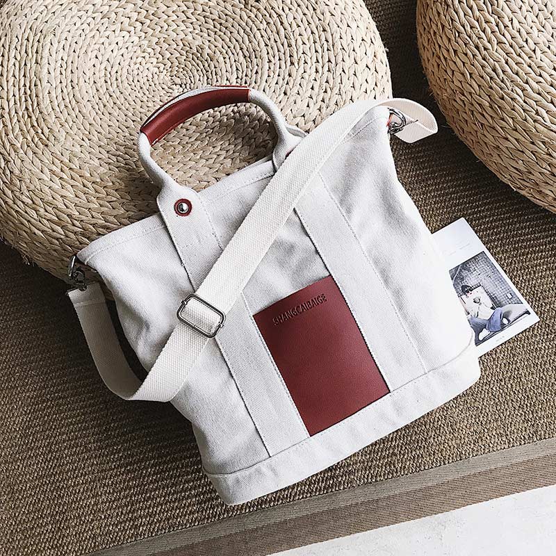 Grote capaciteit dikke canvas crossbody tassen voor vrouwen grote schouder reis boodschappentas vrouwelijke casual handtas tassen: Bordeauxrood