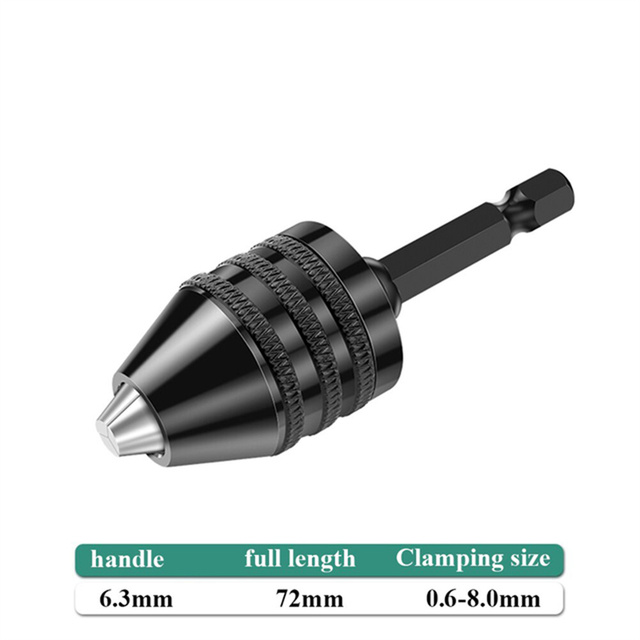 Keyless Drill Chuck Adapter Hex Shank Quick Change Bit Converter Tool For Electric Grinder Nail Engraving Machine 6.35mm: 0 6 8 0mm