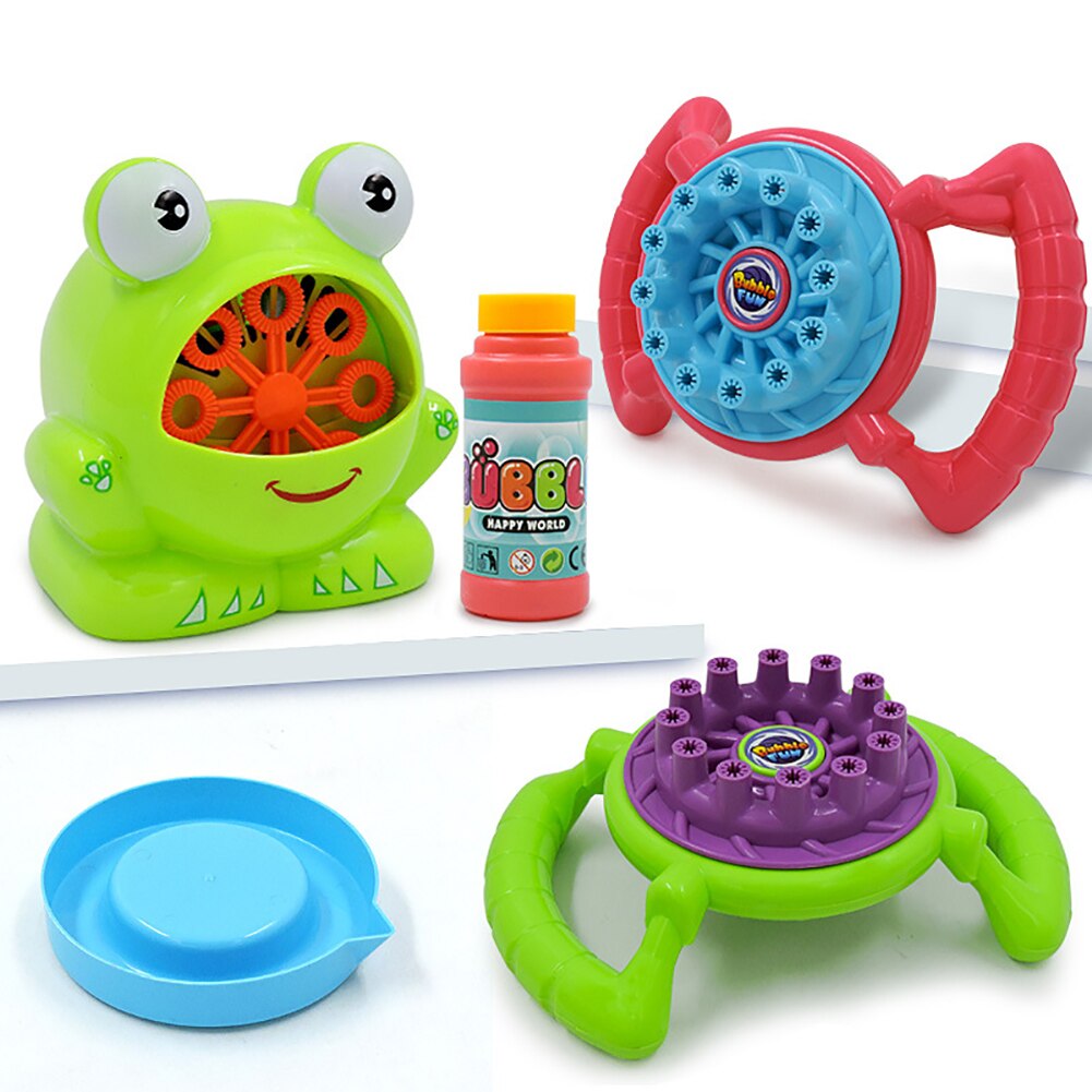 1Pc Portatile Durevole Del Fumetto Dei Bambini Rana Volante di Plastica A Forma di Bolla Automatica Creatore Ventilatore Giocattolo