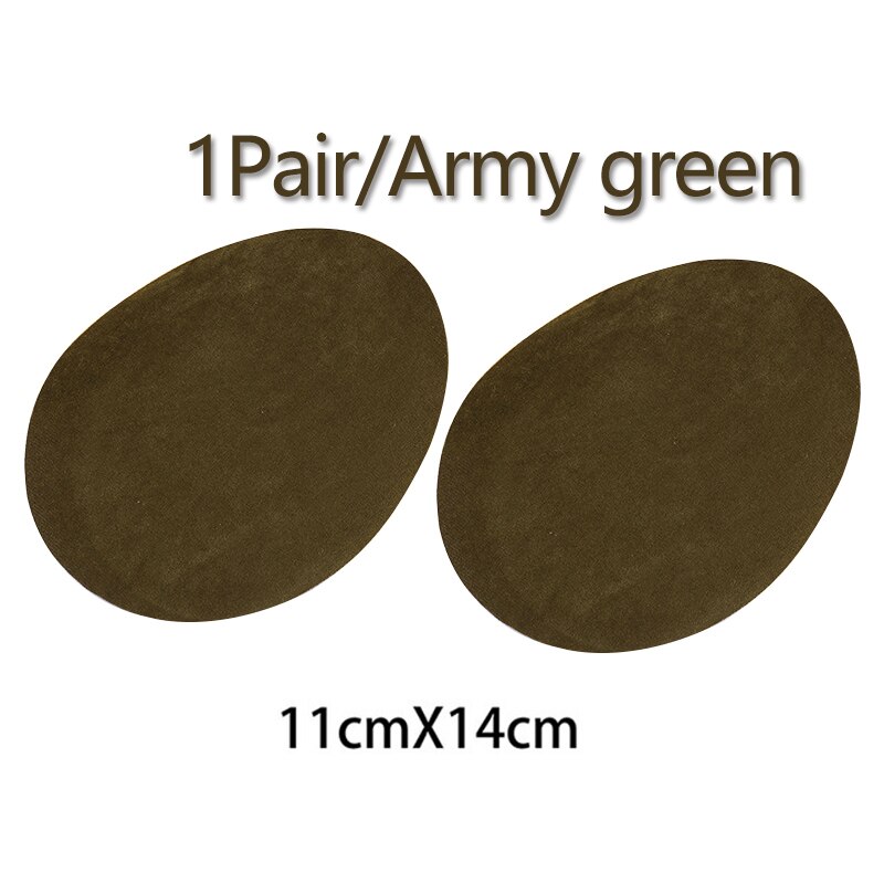 1 Paar Diy Applique Apparel Reparatie Iron-On Suede Ovale Stof Patch Elleboog Knie Patches Naaien Stof Kleding Accessoires: Army Green