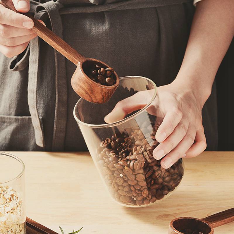 Zwarte Walnoot Houten Maatlepel Koffieboon Lepel Met Lange Korte Handvat Keuken Thuis Bakken Tool Maatbeker Voor Drinken