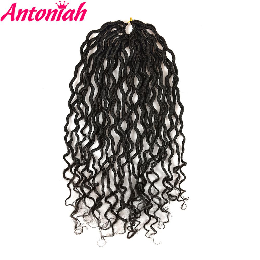 Antoniah 1b Hair Soft Crochet Hair Braids 18 Inch Faux Locs Curly Synthetic Hair Pre Loop Crochet Braiding Hair 24strands/pack