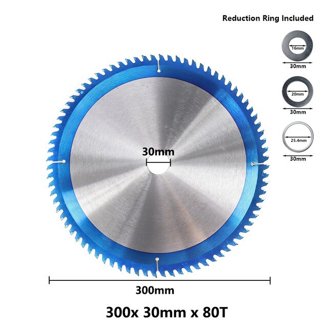 1pc 210 250 255 300mm Circular Saw Blade Nano Blue Coated TCT Saw Blade 24T 28T 40T 80T Carbide Wood Cutting Disc: 300x30x80T