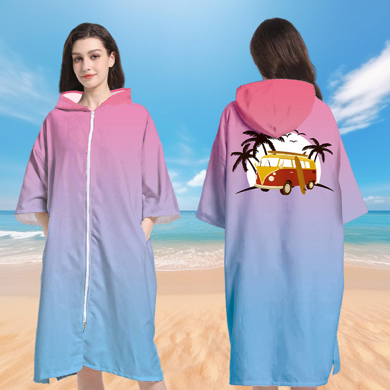 Roupão com capuz feminino com bolsos, cardigã de praia, toalha de natação, surfe e mergulho, roupão, manto de banho de microfibra, novo: CINZA