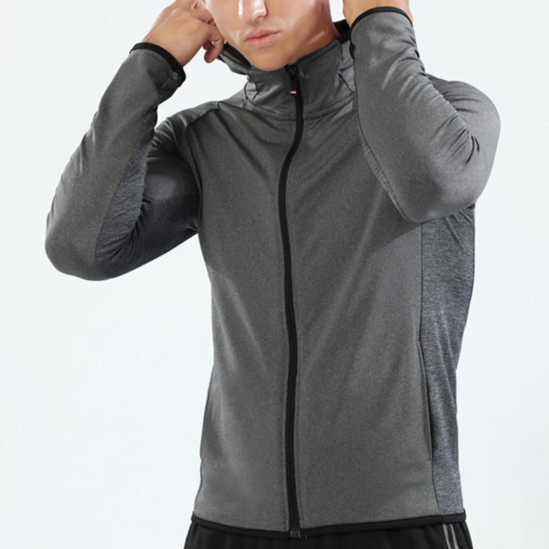 BARBOK veste sweat à capuche Sport homme survêtement élastique à séchage rapide vêtements de Fitness en cours d'exécution Jogging vêtements de Sport: XXXL / Gris