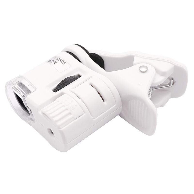 60X Draagbare Clip Vergrootglas Loupe Uv Microscoop Universele Mobiele Telefoon Met Mini Led FKU66