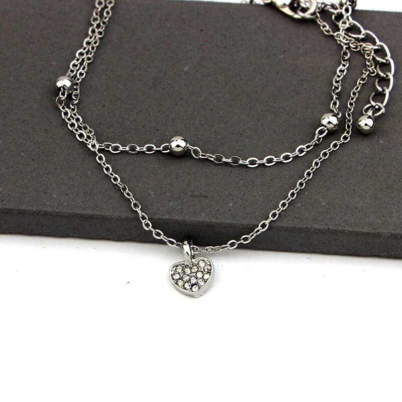 Simple Heart Ankle Layering Pendant Anklet Foot Jewelry Summer Beach Anklets On Foot Ankle Bracelets For Women Leg Chain