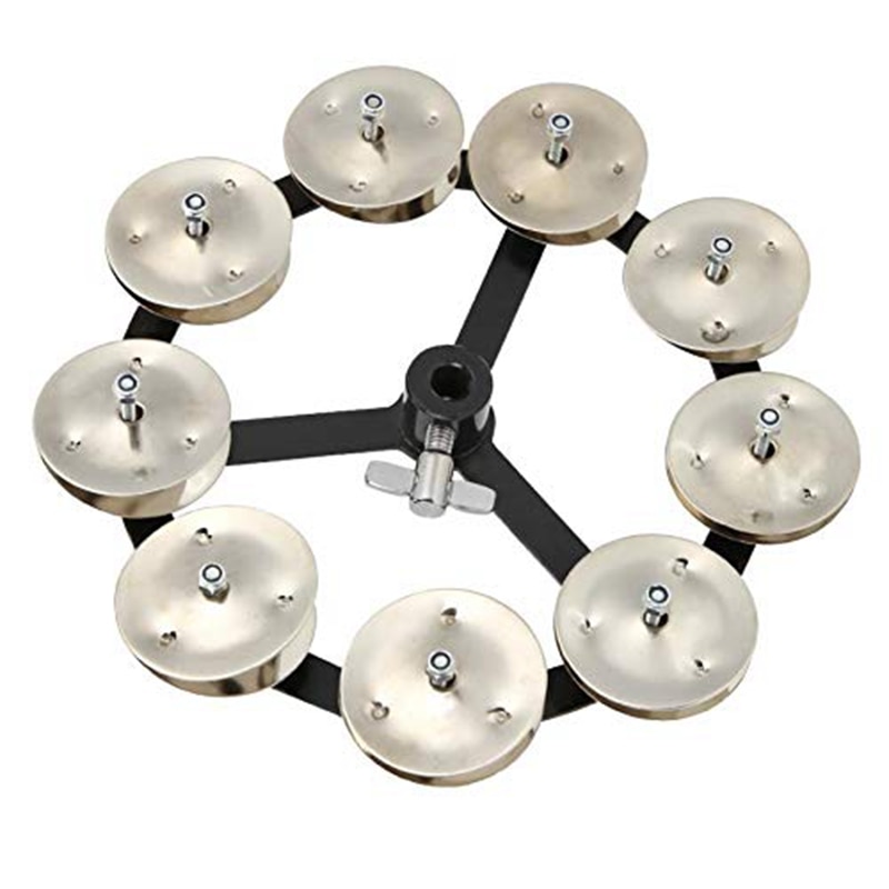 Tambourin à Pied Shaker Percussion Batterie Ensemble Métal Jingle Bell